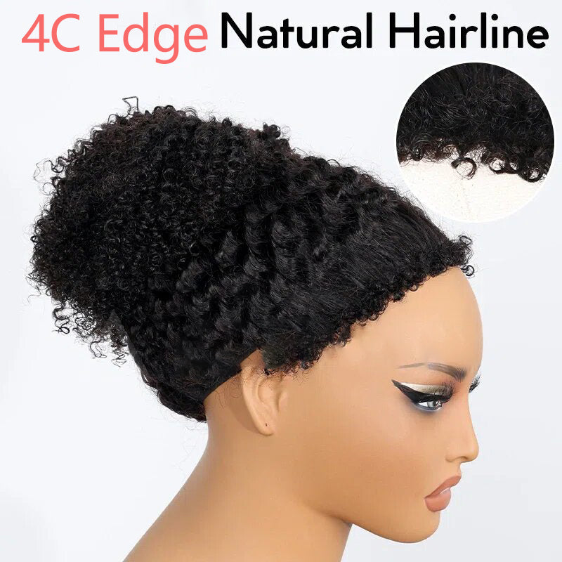 Perismoda 3 In 1 Half Wig Afro Kinky Curl Wear & Go Drawsting Wig No Glue Need Flip Over Half Clip In Wig