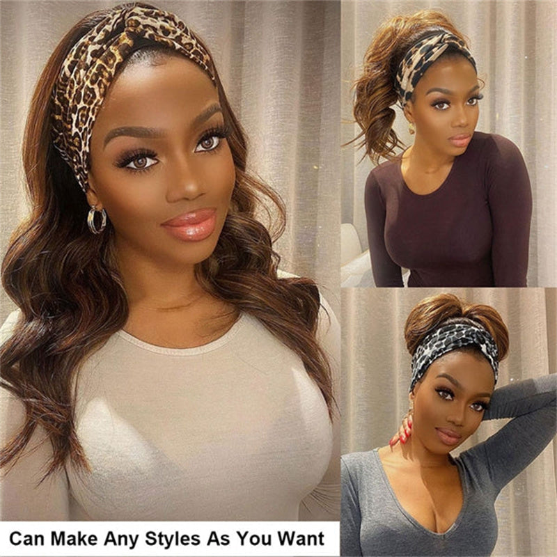 Perismoda Headband Wigs P4/27 Highlight Color Body Wave Human Hair Wig 150% Beginner Friendly