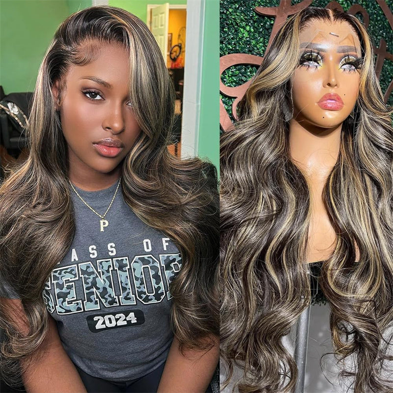 Perismoda 7x5 Glueless Wigs Body Wave Human Hair Wigs HD Transparent Lace P1B/27 Colored Wig