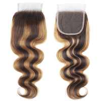 Highlight P4/27 Ombre Body Wave 3 Bundles With 4X4 Lace Closure 100% Real Human Hair - Perismoda Hair
