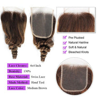 Highlight P4/30 Loose Deep Wave 3 Bundles With 4X4 Transparent Lace Closure Virgin Human Hair - Perismoda Hair