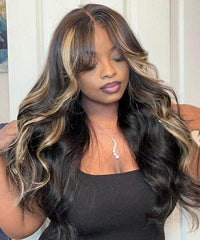 Perismoda 1B/27 Highlight Colored Body Wave Human Hair 13x4 Lace Front Wigs