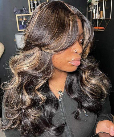 Perismoda 1B/27 Highlight Colored Body Wave Human Hair 13x4 Lace Front Wigs