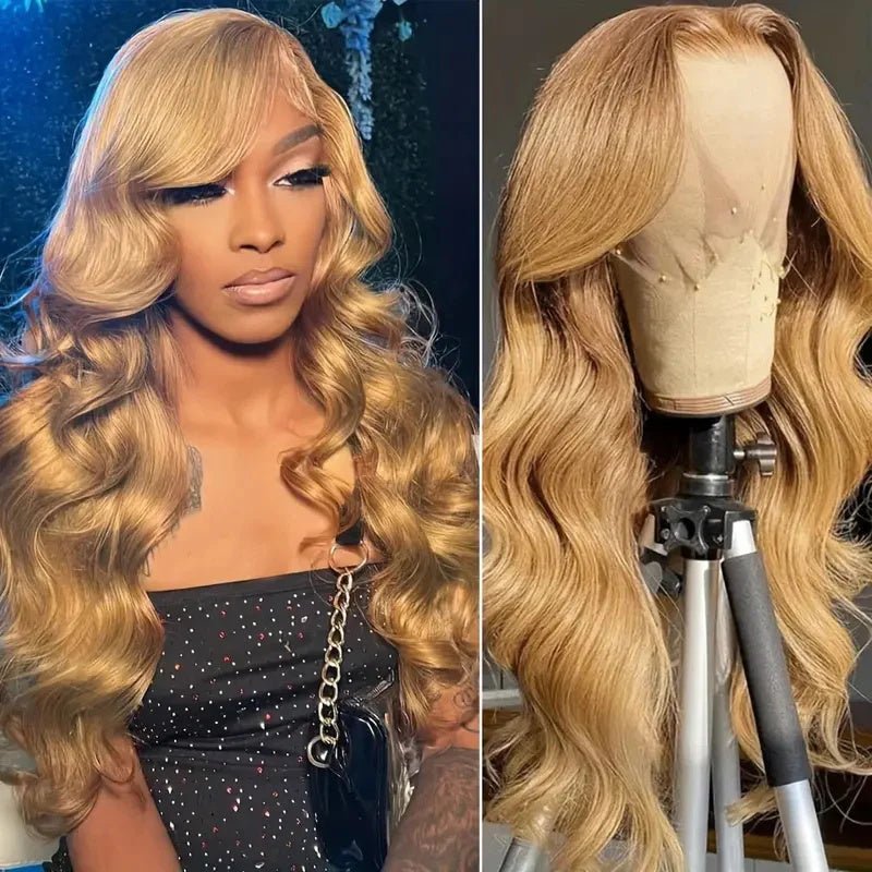 Honey Blonde 13x4 Lace Front Wigs Pre Plucked Blonde Body Wave Wigs 180%/250% Hair Density - Perismoda Hair