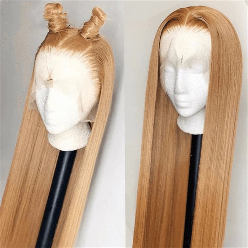 Honey Blonde Straight Wig Human Hair 13x6 Transparent Lace Front Wig Human Hair Pre Plucked With Baby Hair - Perismoda Hair