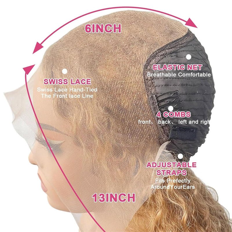 Honey Blonde Straight Wig Human Hair 13x6 Transparent Lace Front Wig Human Hair Pre Plucked With Baby Hair - Perismoda Hair