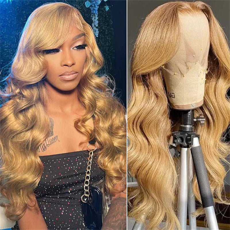 Honey Blonde Wig Human Hair Pre Plucked 13x6 Lace Front Wigs Body Wave Wigs Human Hair With Baby Hair - Perismoda Hair