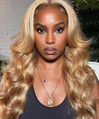 Perismoda#27 Honey Blonde Colored Human Hair 13x4  Lace Front Wigs