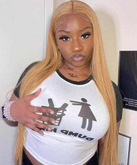 Perismoda Honey Blonde 27/613 Straight 7x5 Glueless Pre-Bleached Pre-Plucked Human Hair Wig