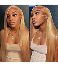 Perismoda Honey Blonde 27/613 Straight 7x5 Glueless Pre-Bleached Pre-Plucked Human Hair Wig