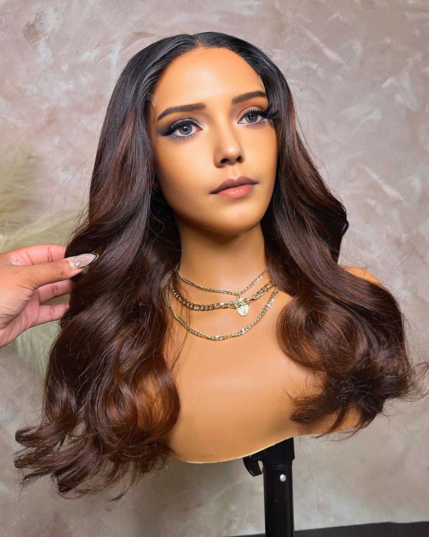 Perismoda Ombre Black Brown T1B/4 Invisi Strap 360 Lace Frontal Glueless Bleach Knots Body Wave Human Hair Wig