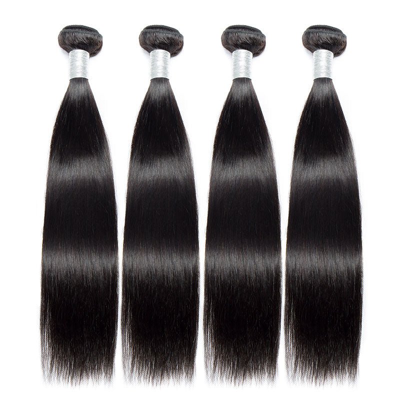 Indian 100% Virgin Human Hair 4pcs/pack Straight Hair Bundles With 13*4 Lace Frontal - Perismoda Hair