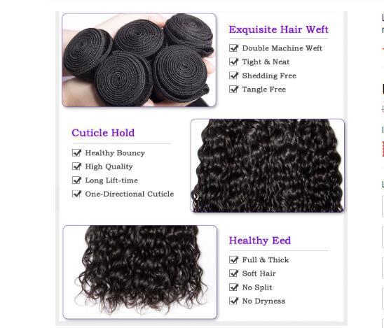 Indian Virgin Hair Water Wave 3 Bundles Natural Black - Perismoda Hair