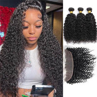 Kinky Curly 13x4 Lace Frontal with 3 bundles Human Virgin Hair - Perismoda Hair