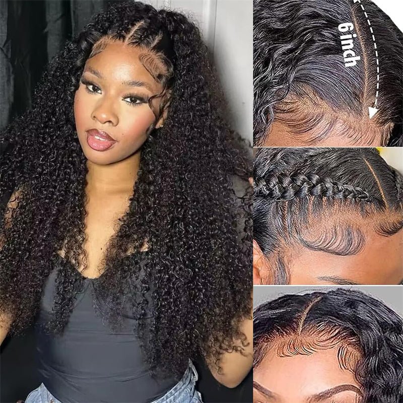 Kinky Curly 13x6 Transparent Lace Front Wigs Human Hair Wet and Wavy Human Hair Wigs for Women - Perismoda Hair