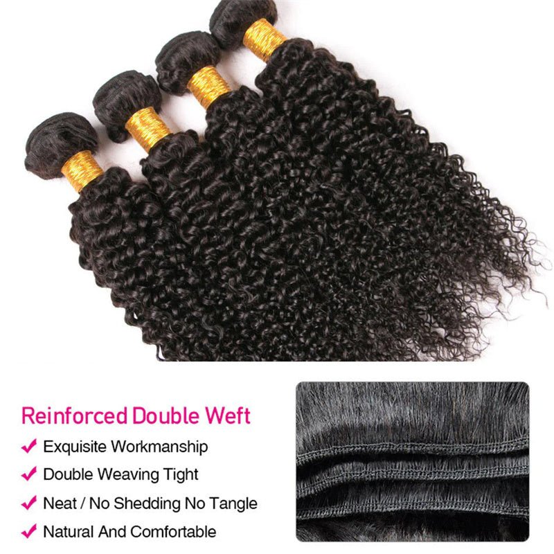 Kinky Curly Hair 4 Bundles With 4x4 Lace Closure Virgin Human Hair - Perismoda Hair