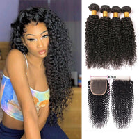 Kinky Curly Hair 4 Bundles With 4x4 Lace Closure Virgin Human Hair - Perismoda Hair