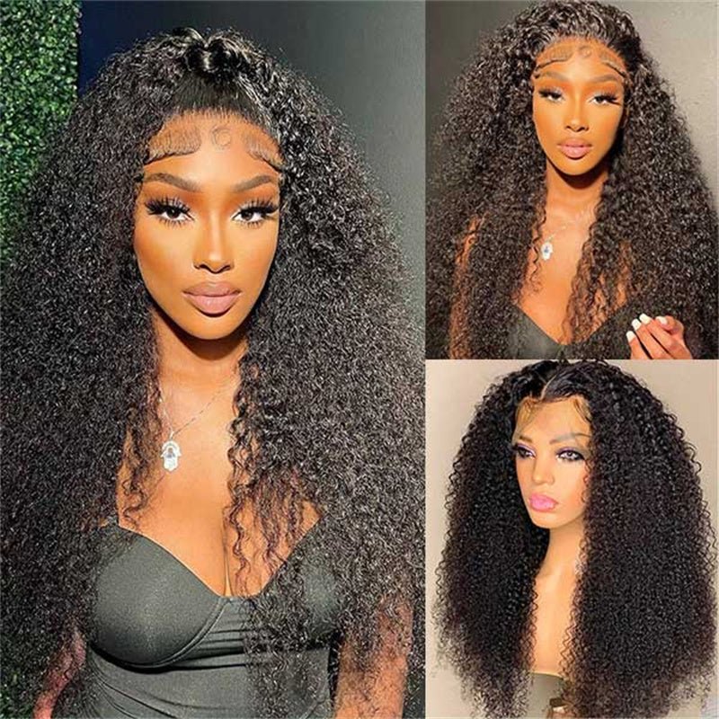 Kinky Curly Wig Human Hair 13x4 Transparent Lace Front Wigs Human Hair Pre Plucked 180% Density - Perismoda Hair