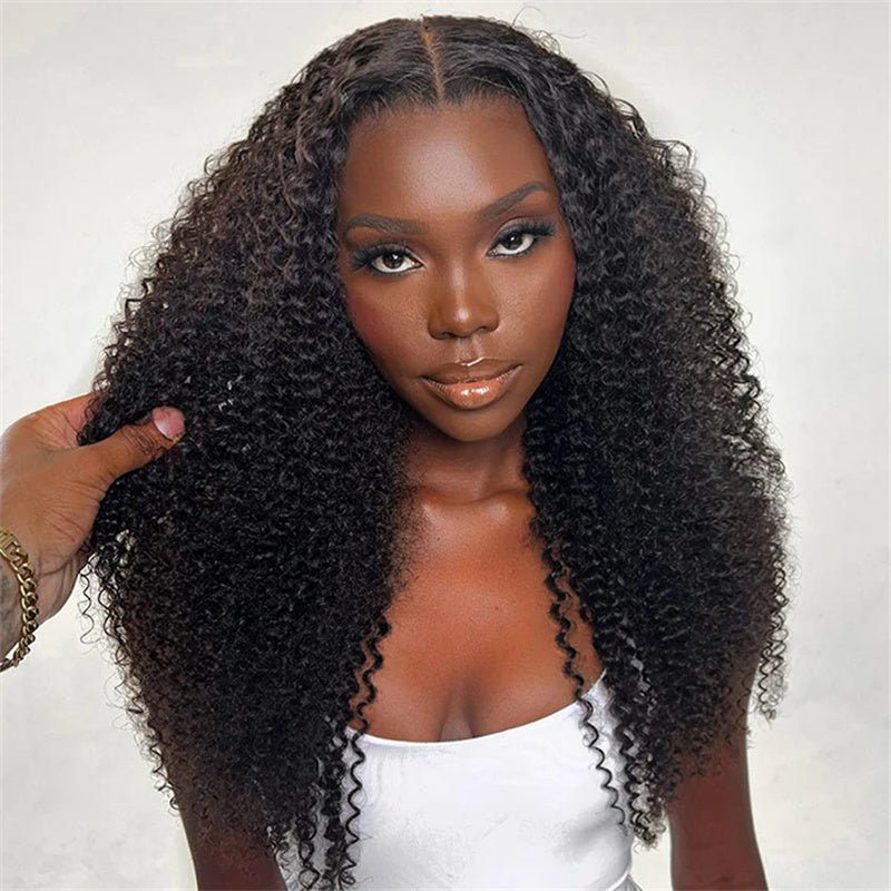 Kinky Curly Wig Human Hair 13x4 Transparent Lace Front Wigs Human Hair Pre Plucked 180% Density - Perismoda Hair