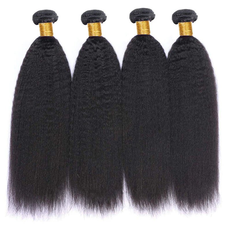 Kinky Straight Hair 4 Bundles With 4x4 Lace Closure Human Hair - Perismoda Hair