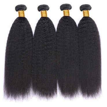 Kinky Straight Hair 4 Bundles With 4x4 Lace Closure Human Hair - Perismoda Hair