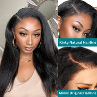 Perismoda Glueless Hairline Kinky Straight Invisi Strap Flexible Fit 360 Lace Front Glueless Wig With Bleached Knots