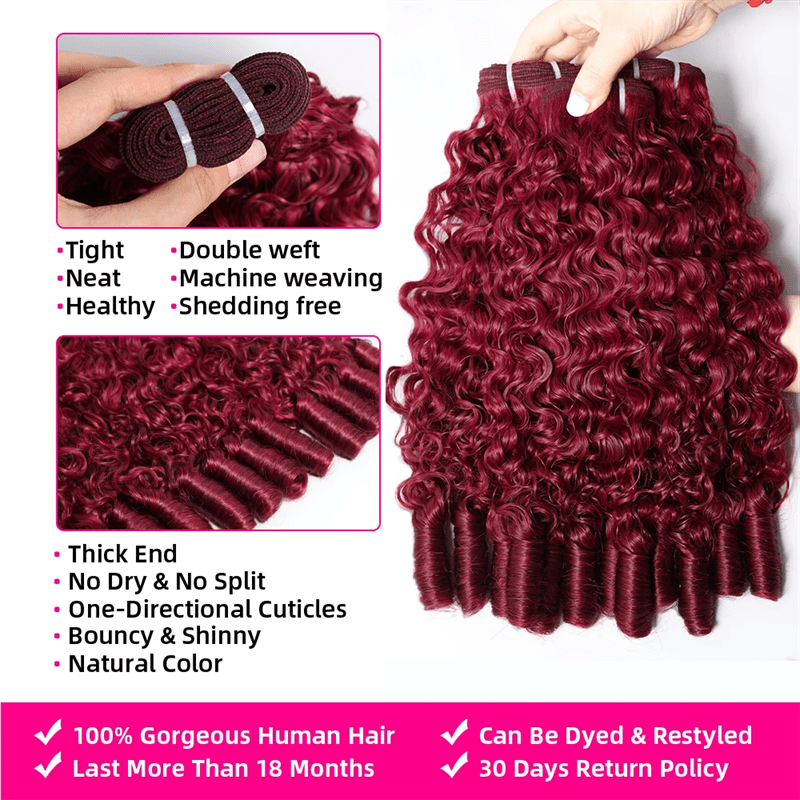 Lemoda 99J Burgundy Burmese Curly Hair Bundles 100% Original Virgin Hair Extensions - Lemoda Hair