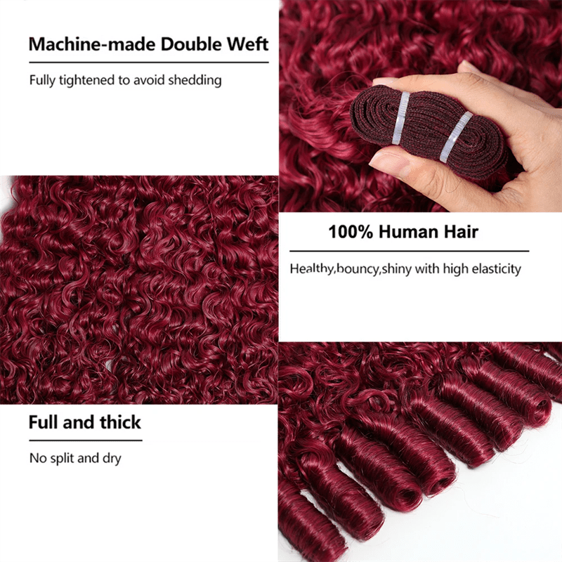 Lemoda 99J Burgundy Burmese Curly Hair Bundles 100% Original Virgin Hair Extensions - Lemoda Hair