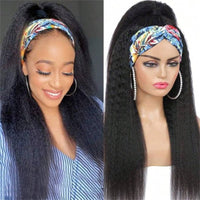 Leomoda Headband Wig Yaki Straight Human Hair Wigs 150% Beginner Friendly Half Wig - Perismoda Hair