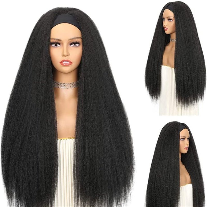 Leomoda Headband Wig Yaki Straight Human Hair Wigs 150% Beginner Friendly Half Wig - Perismoda Hair