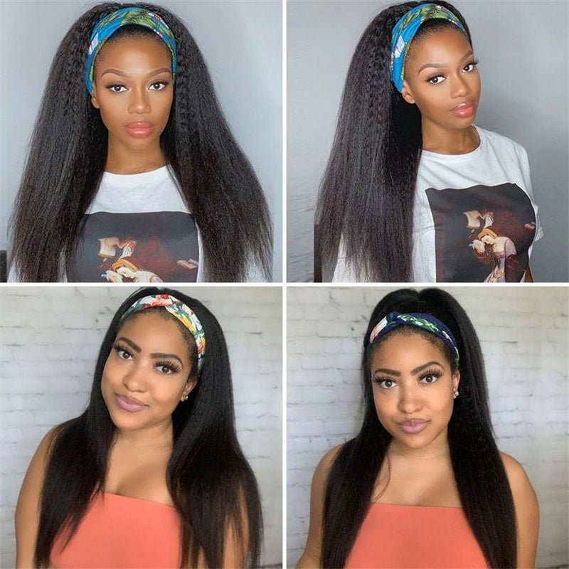 Leomoda Headband Wig Yaki Straight Human Hair Wigs 150% Beginner Friendly Half Wig - Perismoda Hair