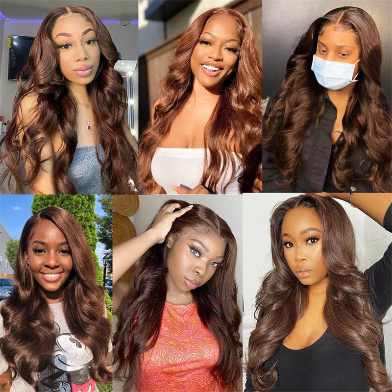Light Brown Body Wave Brazilian Virgin Hair 3 Bundles with 4x4 Lace Closure with Baby Hair - Perismoda Hair