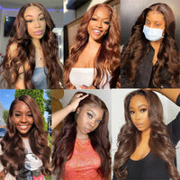 Light Brown Body Wave Brazilian Virgin Hair 3 Bundles with 4x4 Lace Closure with Baby Hair - Perismoda Hair