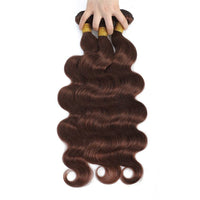 Light Brown Body Wave Brazilian Virgin Hair 3 Bundles with 4x4 Lace Closure with Baby Hair - Perismoda Hair