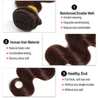 Light Brown Body Wave Brazilian Virgin Hair 3 Bundles with 4x4 Lace Closure with Baby Hair - Perismoda Hair