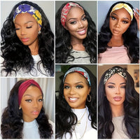 Lomoda Body Wave Headband Scarf Wigs Glueless Human Hair No Lace Wig - Perismoda Hair