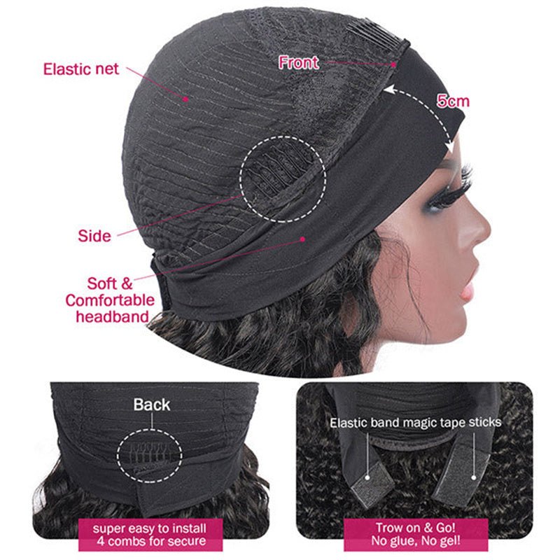 Lomoda Body Wave Headband Scarf Wigs Glueless Human Hair No Lace Wig - Perismoda Hair