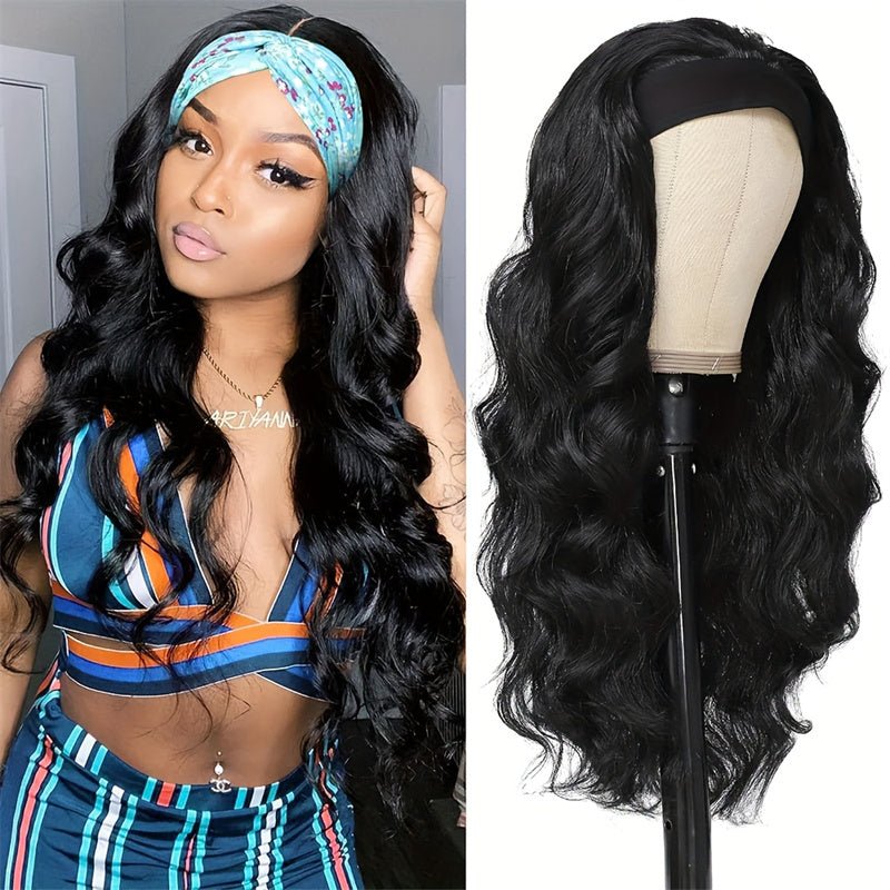 Lomoda Body Wave Headband Scarf Wigs Glueless Human Hair No Lace Wig - Perismoda Hair