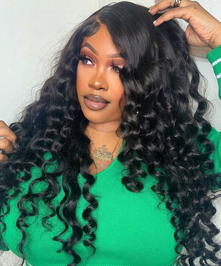 Perismoda Loose Deep Wave Lace Wig 13x6 HD Lace Frontal Wigs Human Hair