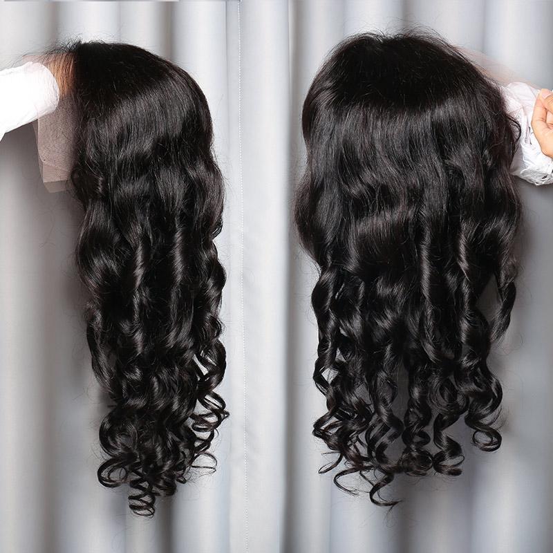 Loose Wave 13X4 Transparent Lace Front Wigs Indian Remy Human Hair Lace Wigs 180% Density - Perismoda Hair