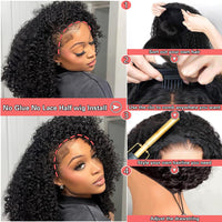 Perismoda 3 In 1 Half Wig Afro Kinky Curl Wear & Go Drawsting Wig No Glue Need Flip Over Half Clip In Wig