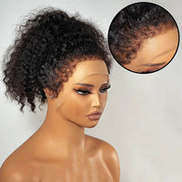 Perismoda 4C Hairline Pre Plucked 360 Invisi-String Snug Fit Kinky Curly Human Hair Natural Density with Curly Edges