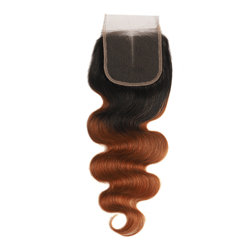 Ombre 1B/30 Body Wave 3 Bundles With Closure 4x4 pre Colored 100% Virgin Human Hair - Perismoda Hair