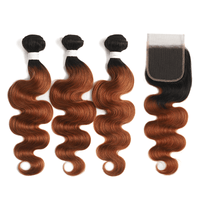Ombre 1B/30 Body Wave 3 Bundles With Closure 4x4 pre Colored 100% Virgin Human Hair - Perismoda Hair