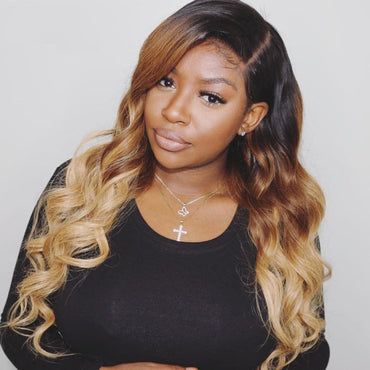 Ombre 1b/4/27 3 Tones Body Wave 3 Bundles with 4X4 lace Closure 100% Real Human Hair - Perismoda Hair