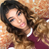 Ombre 1b/4/27 Body Wave 3 Bundles with 4X4 lace Closure 100% Real Human Hair - Perismoda Hair
