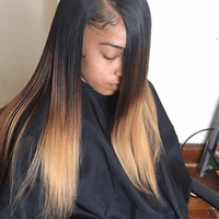 Ombre 1b/4/27 Straight 3 Bundles with 4X4 lace Closure 100% Real Human Hair - Perismoda Hair