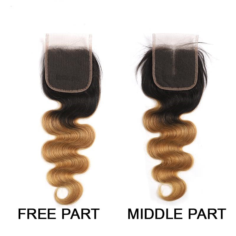 Ombre Closure Pre Plucked 4x4 Closure 1b/27 Body Wave 100% Virgin Human Hair - Perismoda Hair