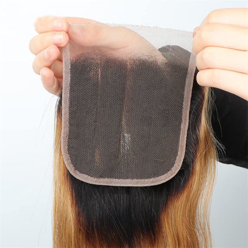 Ombre Closure Pre Plucked 4x4 Closure 1b/27 Body Wave 100% Virgin Human Hair - Perismoda Hair