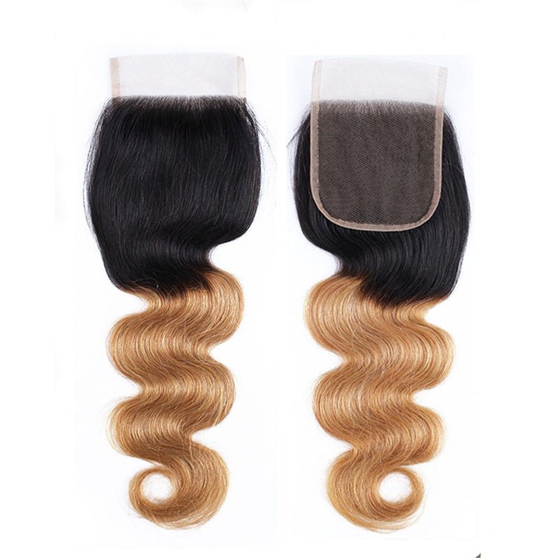 Ombre Closure Pre Plucked 4x4 Closure 1b/27 Body Wave 100% Virgin Human Hair - Perismoda Hair